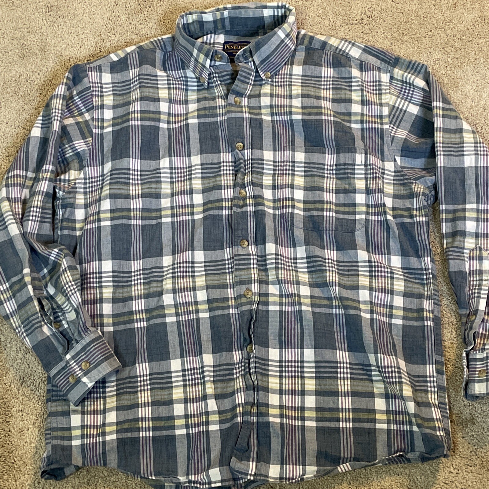 Pendleton Mens Large Multicolor Plaid Button Down… - image 1