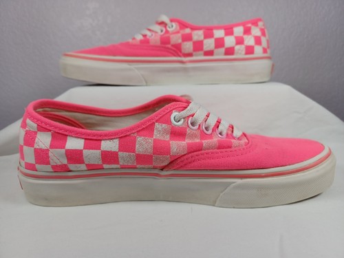 neon pink checkered vans