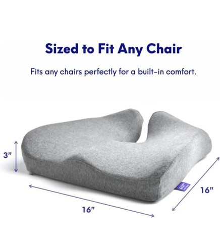 Cushion Lab Pressure Relief Seat Cushion for Long Sitting Hours Memory Foam Gray - Picture 2 of 4