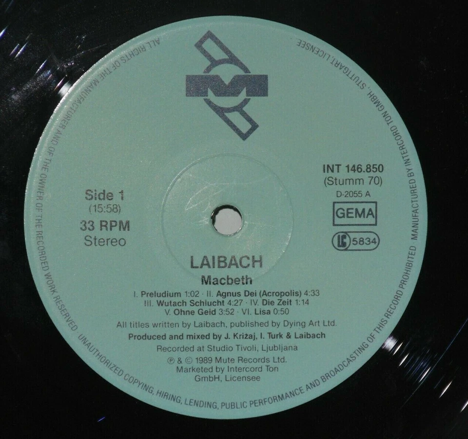Laibach Macbeth LP 1990 Mute German VG+ Plays Well INT 146.850 STUMM70 - Image 2 of 4