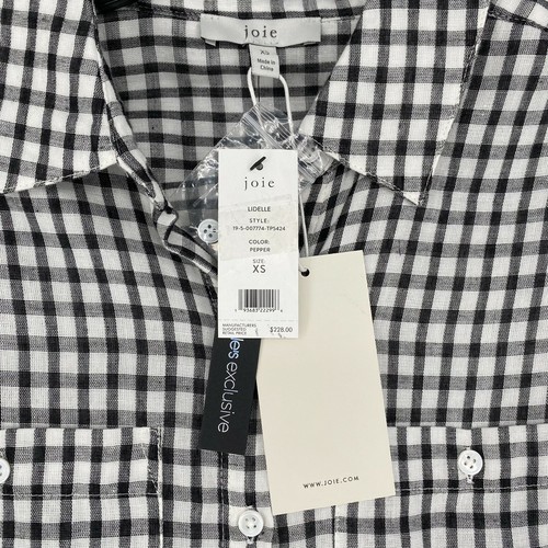 Joie Womens Black Plaid Button-Up High-Low Curved Hem Long Sleeve Shirt Top XXS - 第 7/11 張圖片
