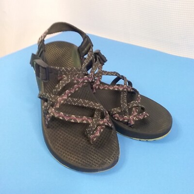 CHACO Womens Gray Purple Double Strap Toe Loop