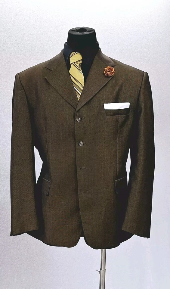 Belli Italian Handtailored Sharkskin 2 Pc Suit Black Gold New DS Vintage 1960s  - Image 3 of 4