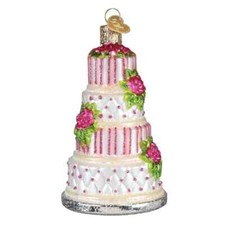 Old World Christmas ELEGANT WEDDING CAKE 32708 Glass Ornament w/ OWC Box