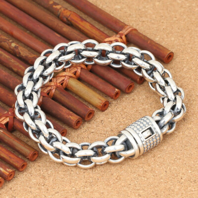 Real Solid 925 Sterling Silver Bracelet Twist Link Chain Jewelry Loop 7.9''-9.9''