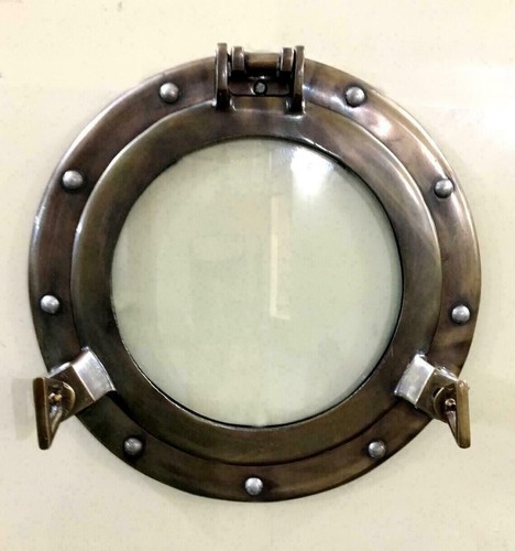 Antique Finish Nautical Maritime Décor Ship Cabin Window 17" Porthole Mirror - Picture 6 of 6