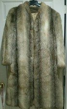 Ladies Vintage MCM Del Bene Faux Mink Fur Glam Long Coat LARGE