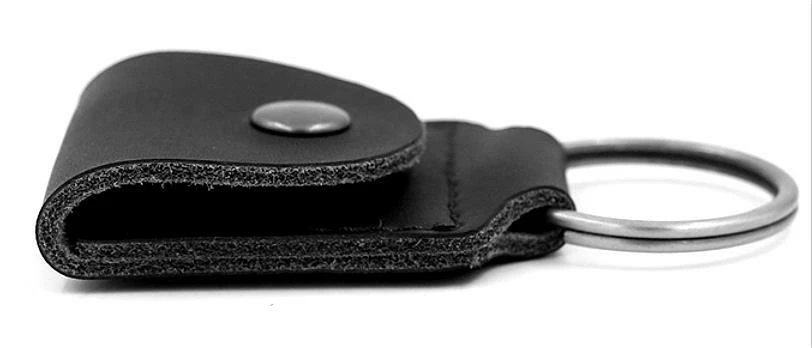 one piece car key chain ring cow leather coin bag case holder handmade black 540 - Image 3 of 4