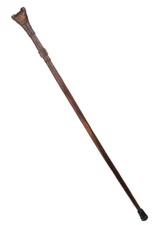 Antique American Folk Art Walking Stick Cane Political Yellow Dog Democrat 35"