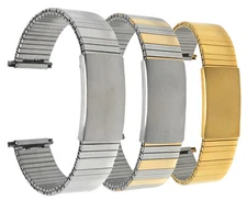 Bandini Steel Stretch Watch Band Expansion Strap Adjustable 18-22mm Silver, Gold