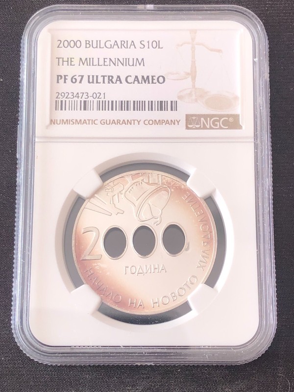 Bulgaria 10 Leva 2000 NGC PF67 UC  Beginning of the New Millennium .925 Silver