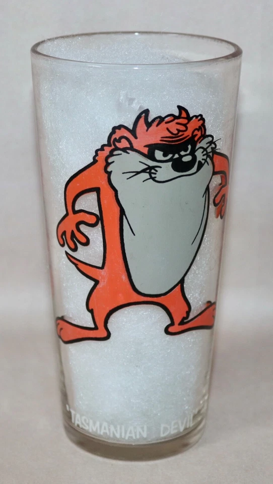 Tasmanian Devil Pepsi Naranja/Gris Brockway F59 Vidrio Warner Bros WL 16 OZ 1973 Foto 2 de 4