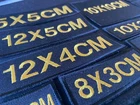 Metallic Gold Embroidery Personalised Name Badges Patches Various Sizes Sew On