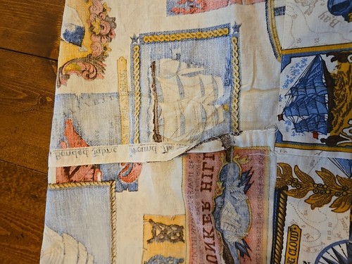 Vintage Waverly Fabric Around The Cape Curtain Panel Nautical Sailing Ships - Picture 6 of 7