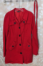 Ashley Premium Women's Solid Red Thin Chino Fabric Trenchcoat Jacket Size L
