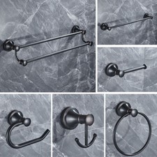 Black Brass Wall Mounted Bathroom Accessories Set Adjustable Towel Bar fzh108