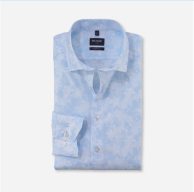 OLYMP  Luxor Modern fit/Bleu Patterned Shirt/12807411 - 15.5/39 (M) DPD NEXT DAY