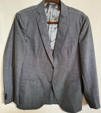 NWT Fugato gray blazer suit coat, thin smooth Canonico Super 120's wool, 38