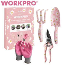 WORKPRO Hand Garden Tool Set 4PIECE Hand Rake Trowel Pruning Shear Garden Gloves