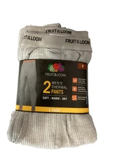 Men's Fruit of the Loom 2-Pack Thermal  Gray Thermal Pants Long Johns Sz M*