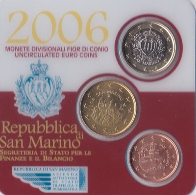 San Marino Set 3 Coins 5 50 Cent 1 Euro 06 Unc In Folder Lemberg Zp Ebay