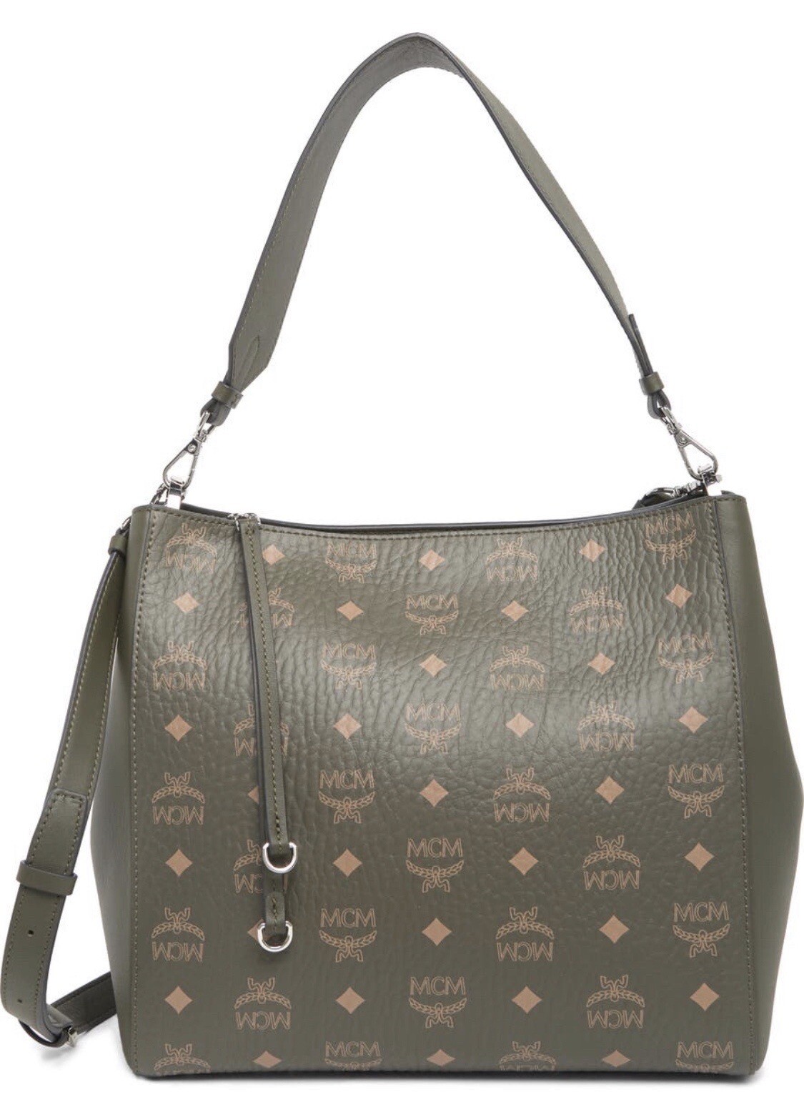 MCM Sea Turtle Green Canvas/Leather Visetos Crossbody Hobo Bag 