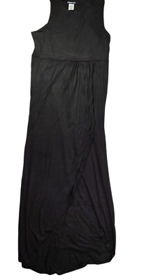 Heimish USA Maxi Dress Womens L Black Sleeveless With Wrap Detail Rayon/Spandex