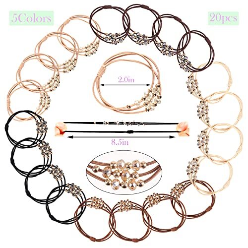 20 PCS Hair Ties for Women, Hair Tie Bracelets Plastic, No Damage Hair Brown - Afbeelding 6 van 6
