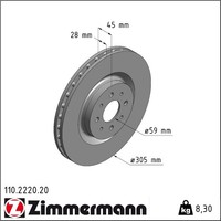 2X Zimmermann 110.2220.20 Bremsscheibe FüR Alfa Romeo Mito 955