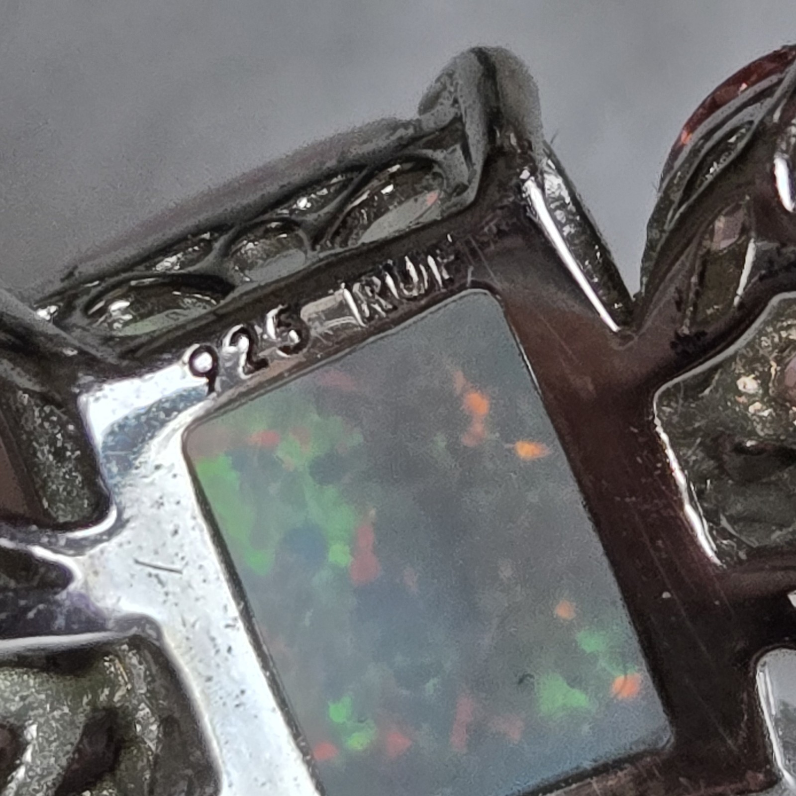 Faceted Lab Created White Fire Opal Sterling Silv… - image 6