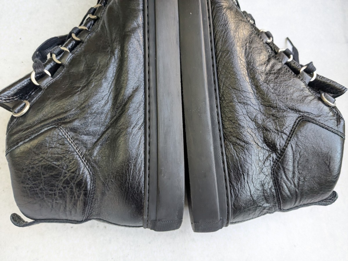 Balenciaga Arena Black Leather Men 10 44 Leather Black High Top 