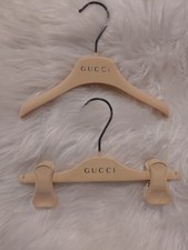 Kids Gucci Beige Velvet Clothes Hangers w/ Adjustable Clips Set of 2