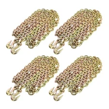 4 Pack 3/8"X20' G70 Tow Chain Tie Down Binder Chain Flatbed Truck Trailer Safety