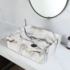 19"Rectangle White Marble Bathroom Vessel Sink Only Ceramic Basin Bowl No Tap