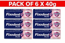 6 X 40g Fixodent Plus Food Barrier Denture Adhesive all day Cream NO Flavour