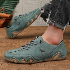 Men PU Leather Walking Shoes Fashion Low Top Running Outdoor Athletic Sneakers
