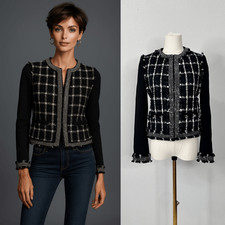 Tory Burch Marisol Holiday Stitch Boucle Tweed Jacket Size 0 Old Money Preppy