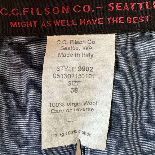 Filson Miner Wool Jacket Navy US 8/38 Showl Collar Logo Buttons Used - Picture 12 of 13