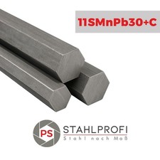 Sechskant Stahl Automatenstahl 11SMnPb30+C Schlüsselweite 8 - 65 [Länge wählbar]