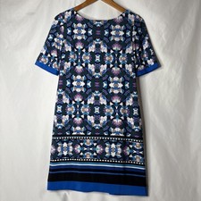 Eliza J Womens 6P Blue Kaleidoscope Print Jersey Shift Dress Career