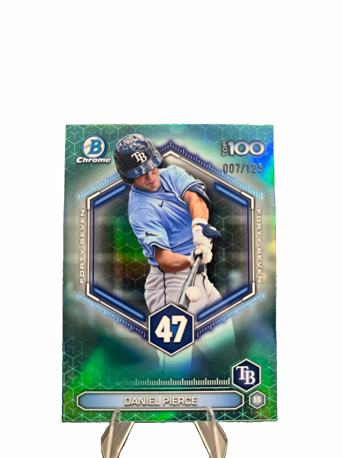 Topps 2026 Bowman Daniel Pierce Rays RC BTP-47 Scouts' Top 100 Aqua /125