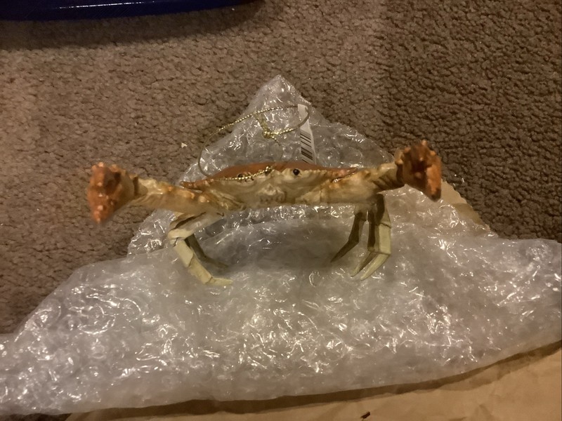 Realistic Crab Ornament Reddish Orange    4" Resin