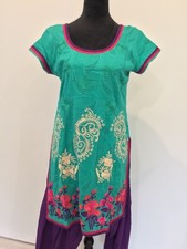kurta set women Xl 3pc Embroidery Green Purple