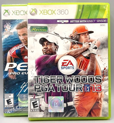 Xbox 360 Game Lot   PES 2015 Pro Evolution Soccer + Tiger Woods PGA Tour 13