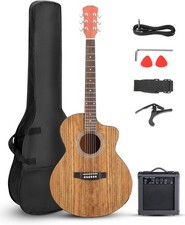 Full Size Acoustic Electric Guitar with 15W Amp, 41 Inch Wood Body Beginner Kit