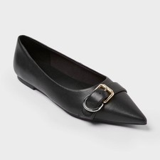 A New Day Women's Valentina Pointed Toe Buckle Ballet Flats Memory Foam Insole