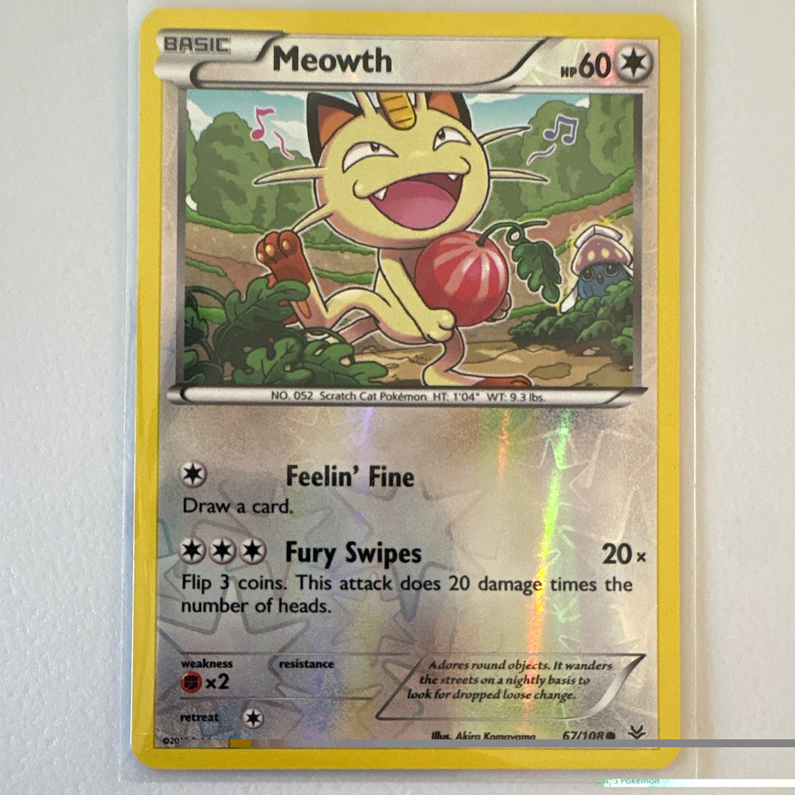 The Pokémon Company Meowth 67/108 Roaring Skies Reverse Holo Common 60HP English