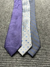 Perry Ellis Portfolio Ties Mens Silk Purple Paisley Blue Dot Stripe Lot of 3