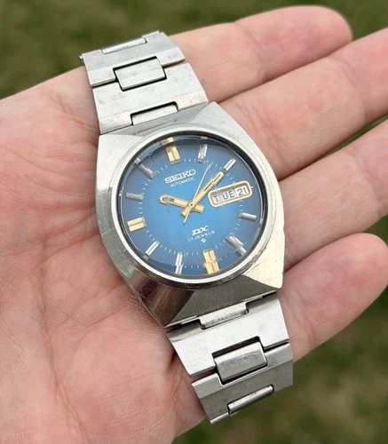 Vintage Seiko DX Blue & Gold Dial Watch - 6106-7729 - Running Project
