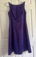 Women’s Dress Davids Bridal Size 8 Purple Boat Neck V Back Lined Wedding Guest